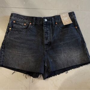 Madewell Black Low Slung Baggy Denim Jean Shorts